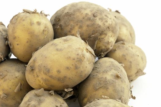 potatoes on the white background 