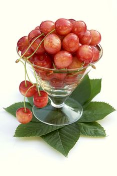 cherries in the glassware 