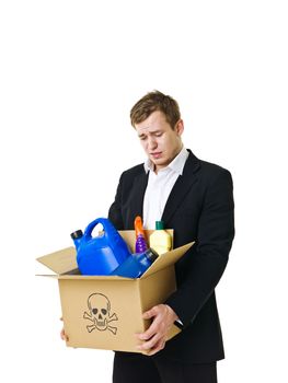 Recycling man isolated on white background