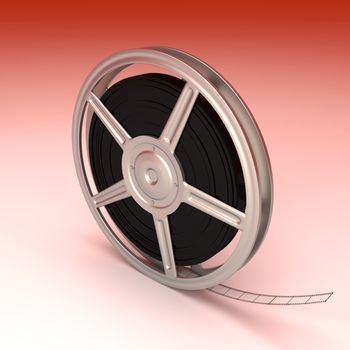 A Film reel. 3D rendered Illustration. Unbalanced lightning. 