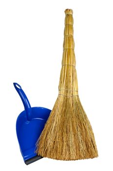 broom and dustpan  isolated on white background