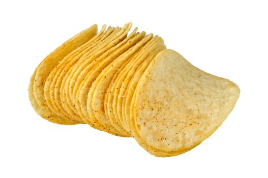 potato chips with spices isolated on white background