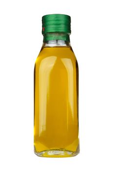 olive oil in a bottle isolated on white background