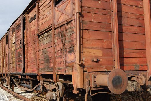 Old freight railway wagon, wooden sides