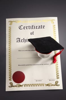 concept  image of the education,certificate,moartar board and globe