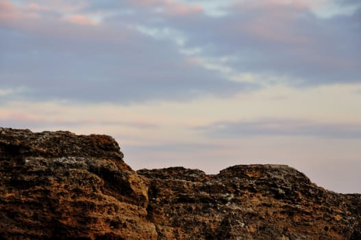 coquina rock at sunset, for background