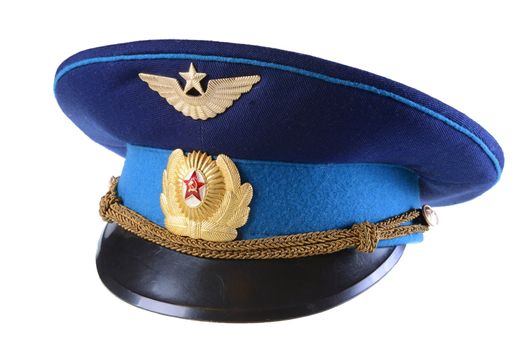 Russian military pilot hat isolated on white background