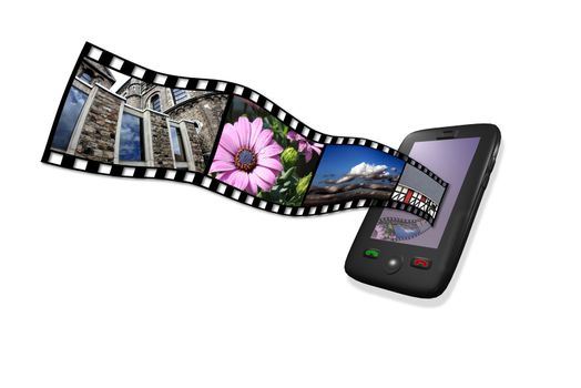 smartphone movie and picture strip in 3d