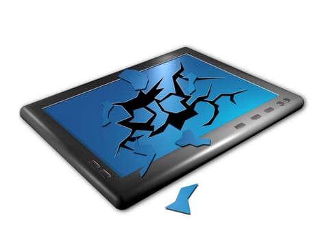 a broken tablet pc illustration
