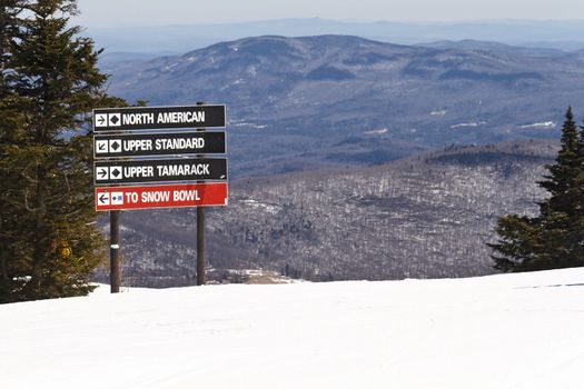 Stratton Mountain Ski Tracks Signs