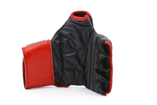 Black leather trining boxing gloves isolated on white background