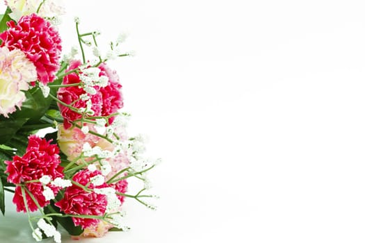 Close-up of a bridal bouquet isolated on white background