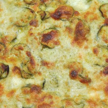 Detail of courgettes (zucchini) omelette vegetarian food