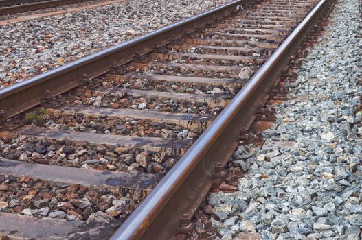 Railway or railroad tracks for train transportation
