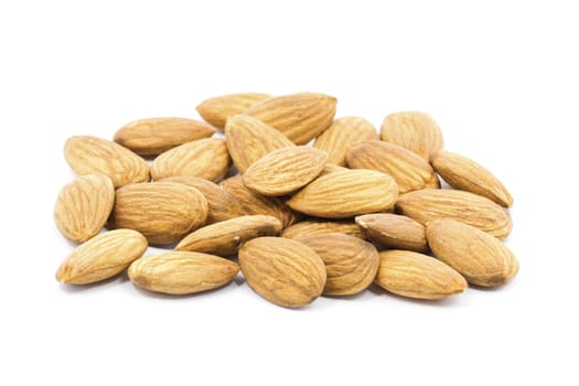 Group of almonds isolated on white background