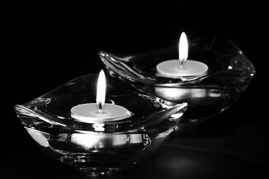 Burning Candles in the dark, Black and white