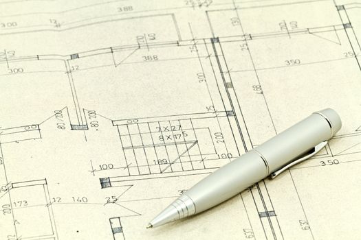 Blueprints detail background, architectural project 