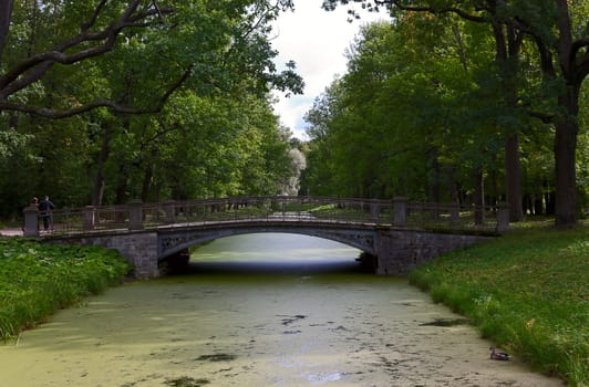 View of  old  bridge in Tsarskoye Selo, Russia.