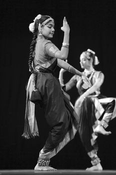 CHENGDU - OCT 24: Indian folk dance "Shankara Sri Giri" performed by Kalakshetra dance institute of India at JINCHENG theater during the festival of India in china.OCT 24,2010 in Chengdu, China.