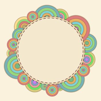 Vintage background colorful circles forming ring with text place