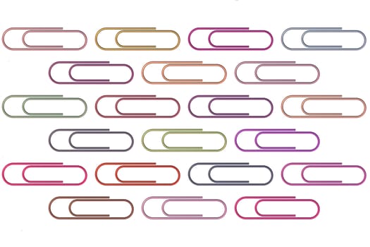 Background of multicolored paper clips