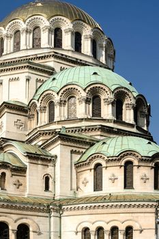 Vertical general view of the Alexander Nevski Cathedral, Sofia, Bulgaria