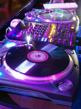 The musical equipment which is used in night clubs and discos