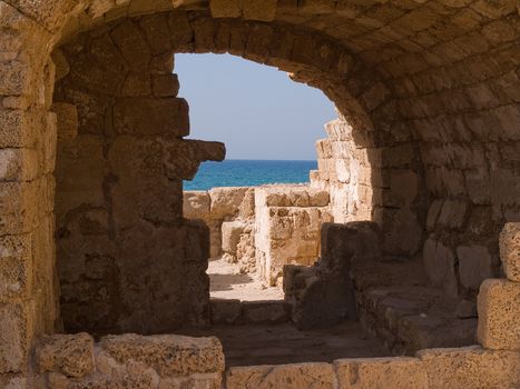 National park old city of Caesarea Israel details of arches