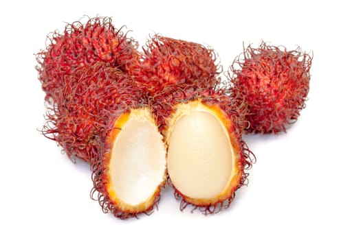 Rambutan, Tropical Fruit, on white background