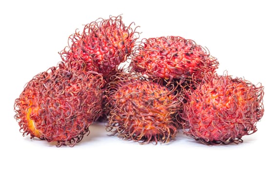 Rambutan, Tropical Fruit, on white background