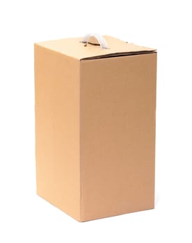 Corrugated Cardboard Box with Handle on white background