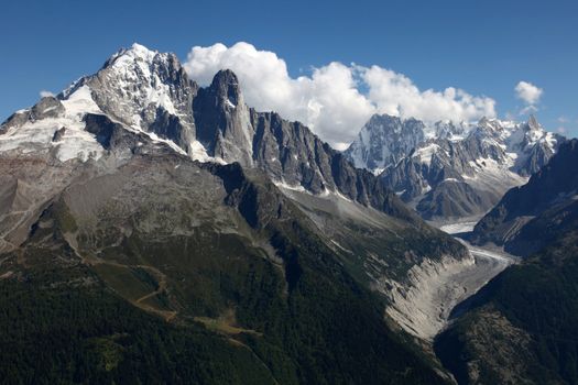 The alps from the White Lake near Chamonix Mont Blanc.