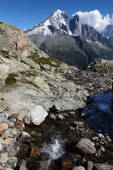 The alps from the White Lake near Chamonix Mont Blanc.