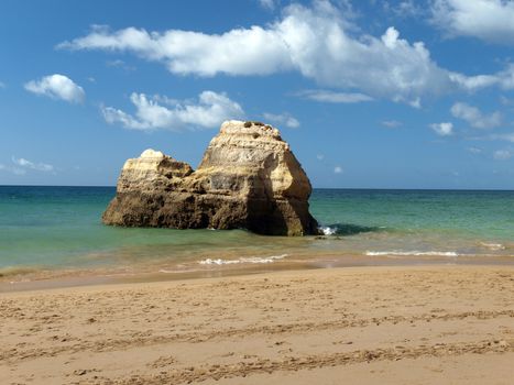 Beach of Praia de Rocha in Portimao, Algarve, Portugal