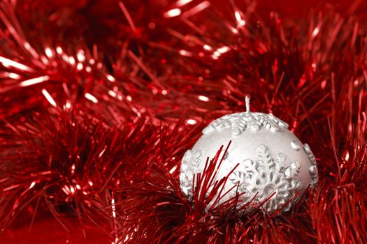 Christmas decoration on a red background
