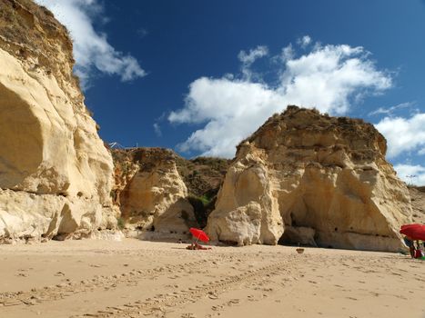 A section ofCliffs at the Algarve coast in Portugal on the southern coast of the Portuguese Algarve region.