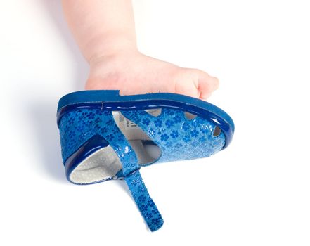 Children's leg and shoes,stalk and children's sandals