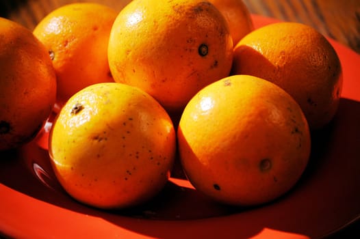 Oranges on a plate ready to eat