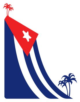 The waving Cuba flag and palm, illustration