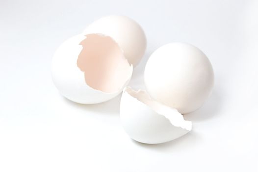 white eggs, cracked and whole