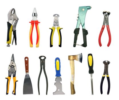 multiple image industrial tools isolated with clipping paths