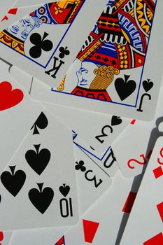 Close up of a group of playng cards.
