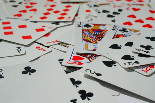 Close up of a group of playng cards.
