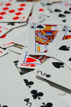 Close up of a group of playng cards.
