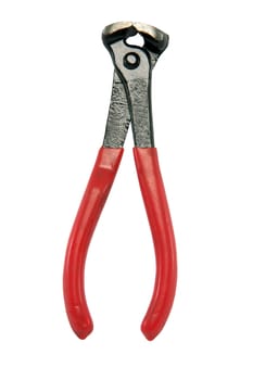industrial red cutter isolated on white background with clipping path tools and hardware