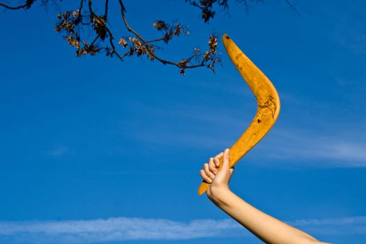 Boomerang in front of a night sky