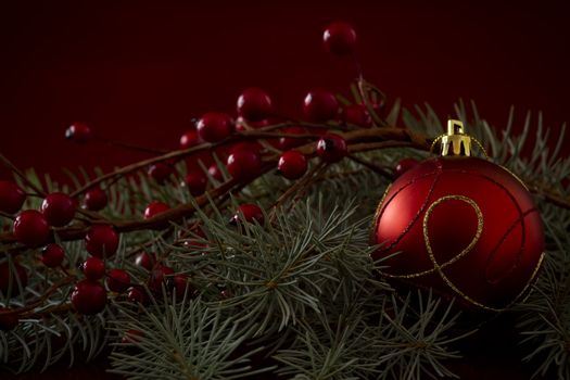 Christmas decoration on a red background