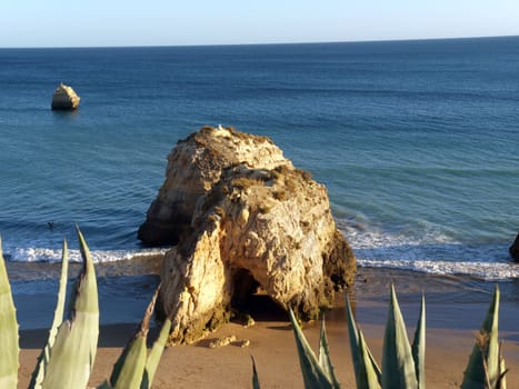 A lonely rock in the ocean. The effect of erosion