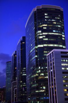 Kowloon Modern Buildings Hong Kong at Night