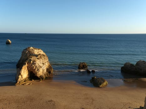 A lonely rock in the ocean. The effect of erosion